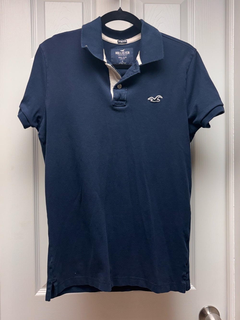 Hollister Men’s Navy Blue Epic Flex Stretch Polo Shirt Size Small